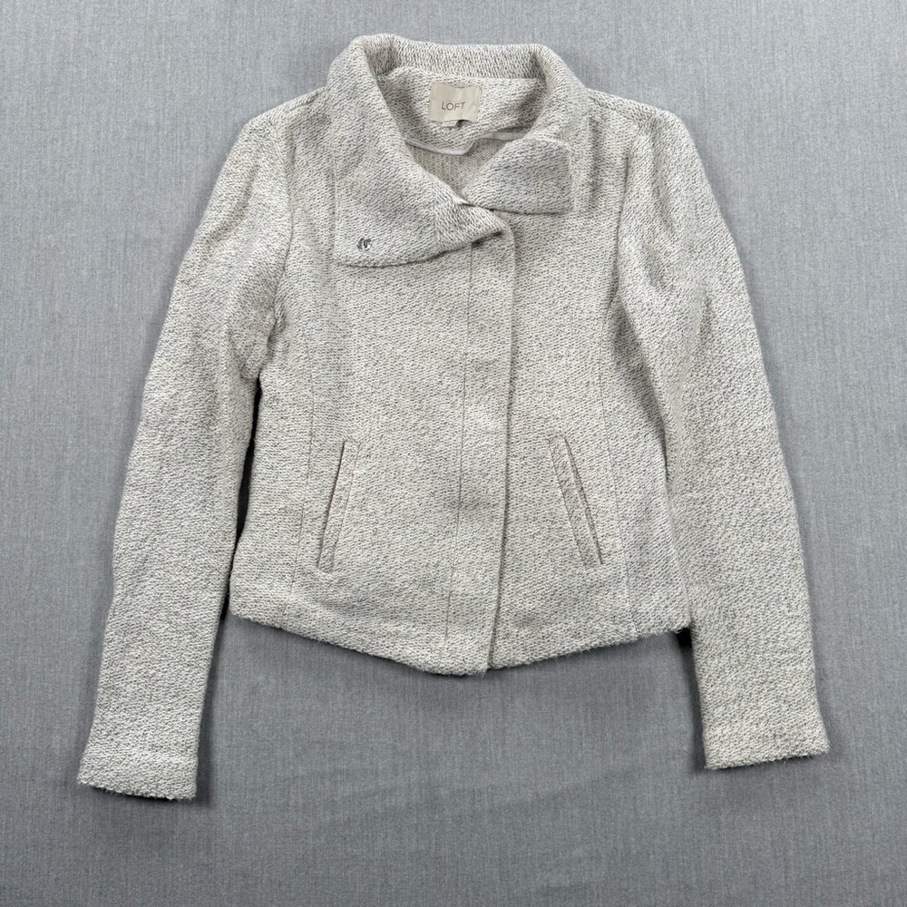 LOFT Light‎ Gray Bouclé Jean-Style Jacket